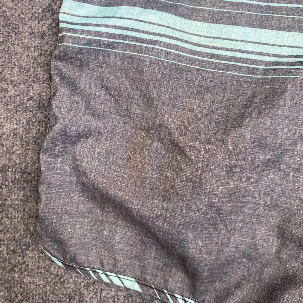 Lost Enterprises Mens Board Shorts Grey Teal Striped Lost At Sea Swim VTG